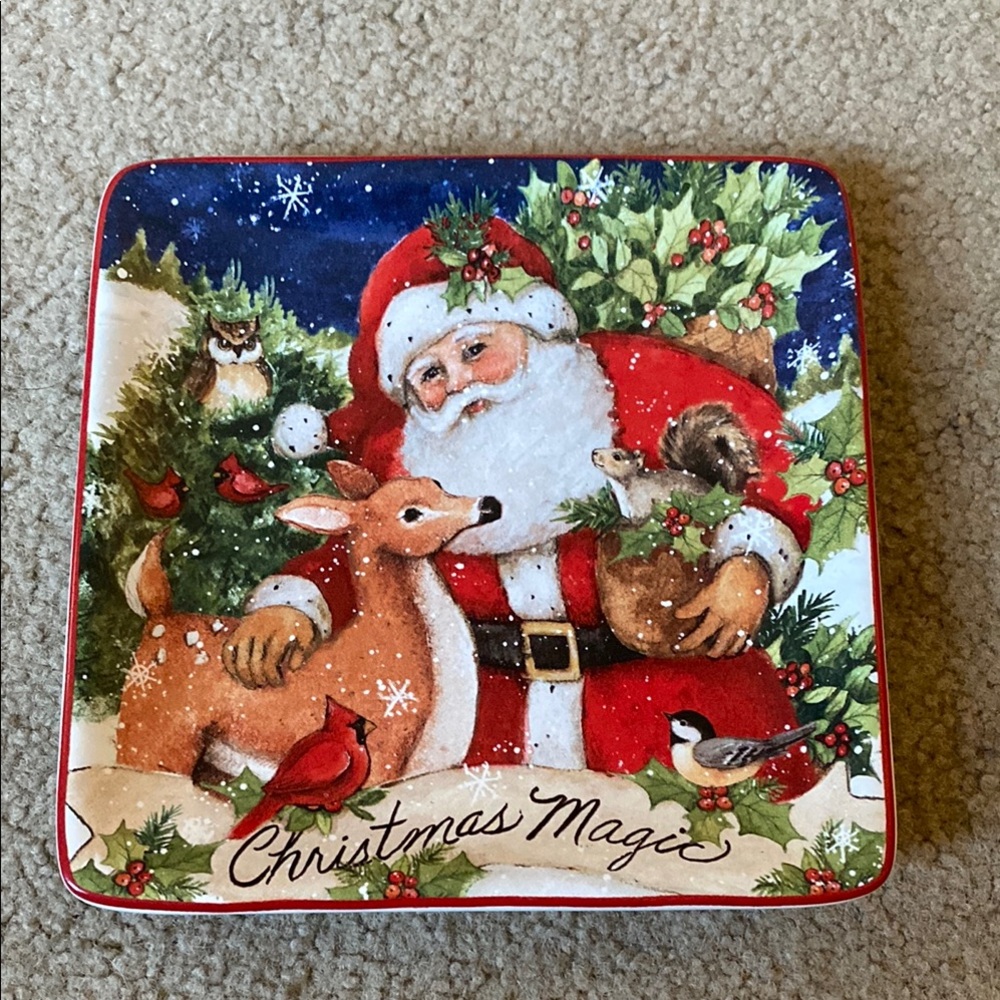 Christmas Magic Santa and Reindeer Plate